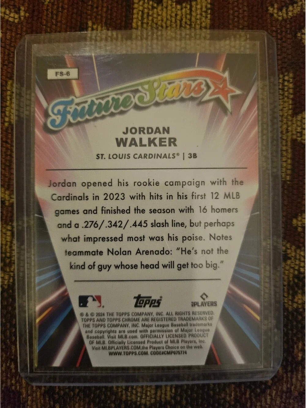 Jordan Walker - 2024 Topps Chrome Jordan Walker Future Stars Insert FS-6